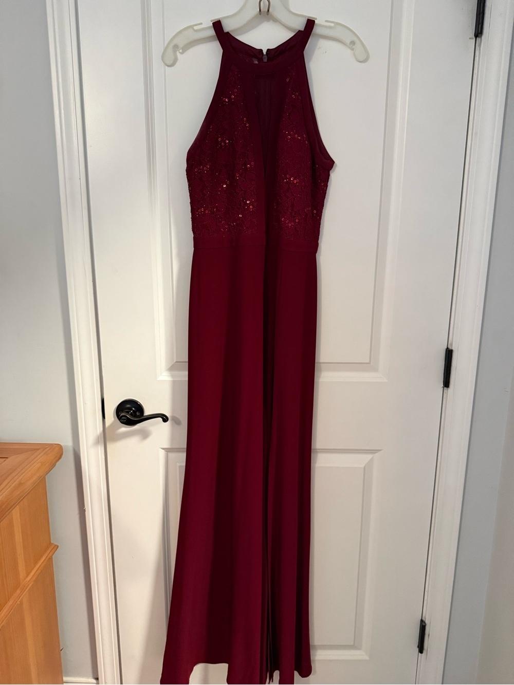 Night Way Collections Wine Halter Maxi Dress